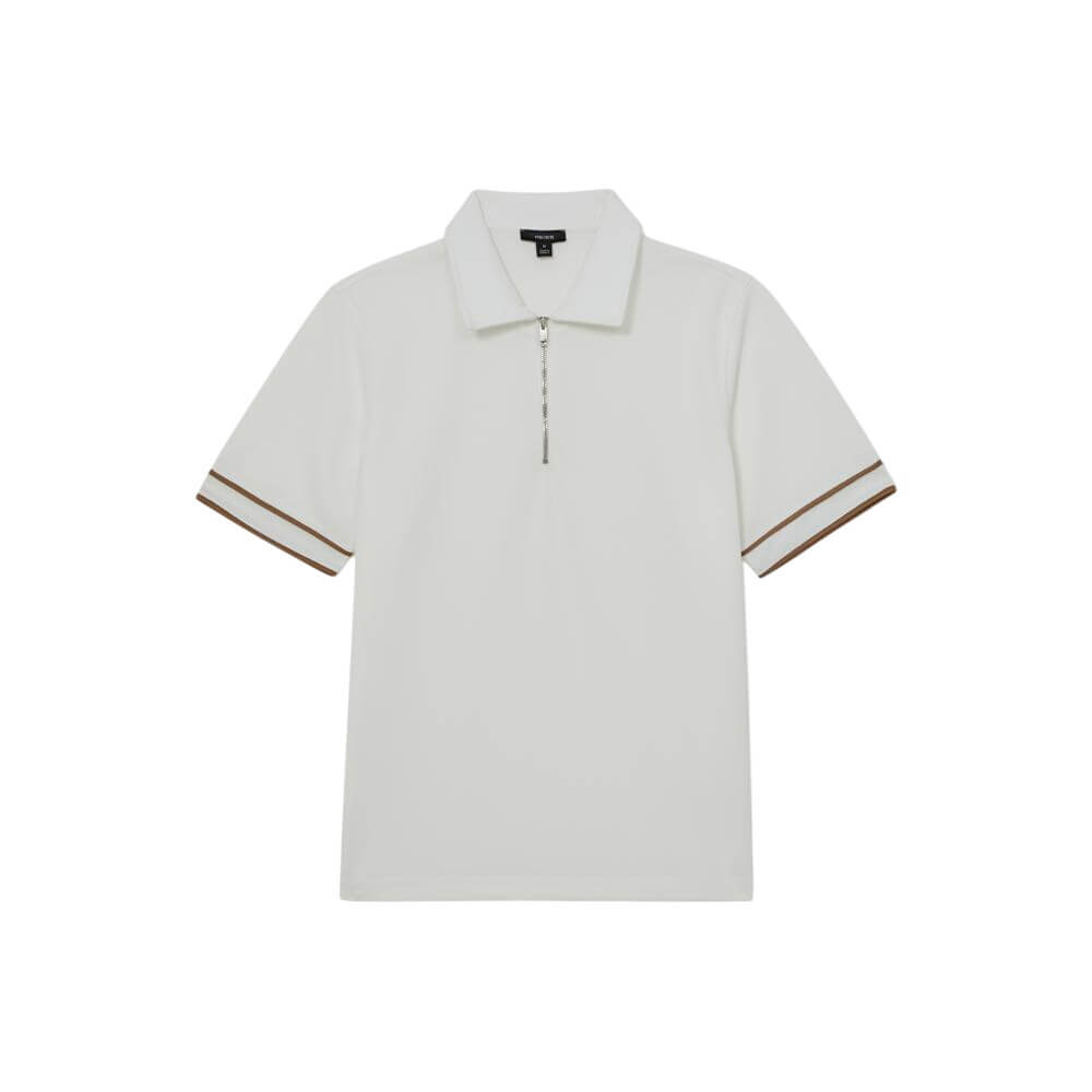REISS Zain Textured Half-Zip Tipped Polo Shirt